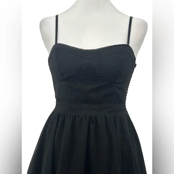 American Eagle Black Chiffon Dress XS S Boho Handkerchief Hem Summer Dark Fairy - Picture 3 of 9